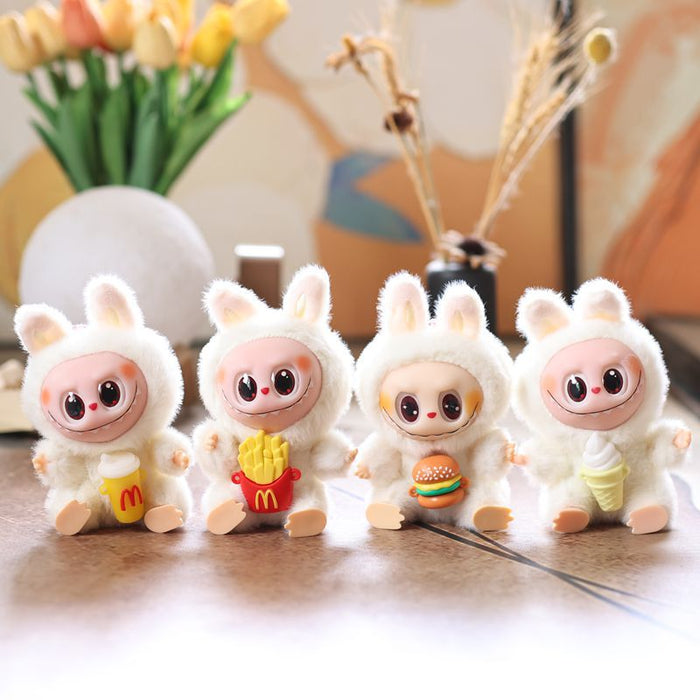 Wholesale Cute vinyl French fries hamburger rabbit pendant plush toy doll bunny bag pendant keychain