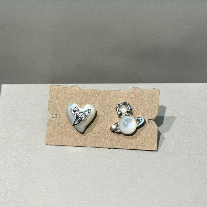 Wholesale Silver Needle  Asymmetric Saturn Earrings Women's Earrings