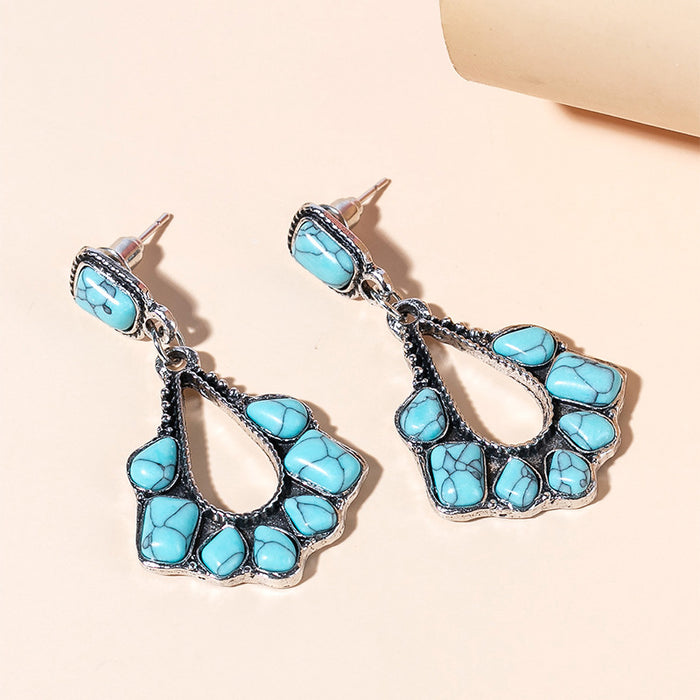 Wholesale Earrings Turquoise Geometric Boho Ethnic MOQ≥2 JDC-ES-haob020