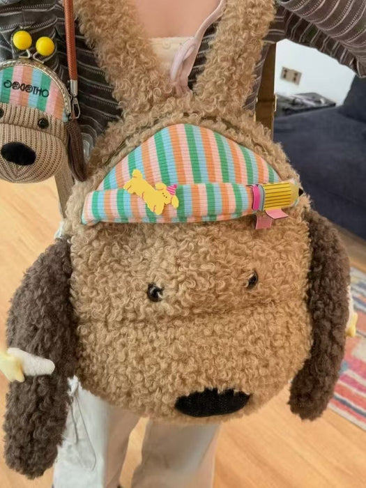 Wholesale Cute Cartoon Plush Puppy Backpack Bags for Student