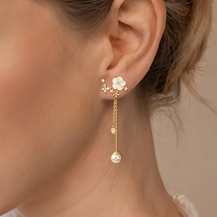 Wholesale Light luxury long chain imitation pearl earrings for wearing ear accessories