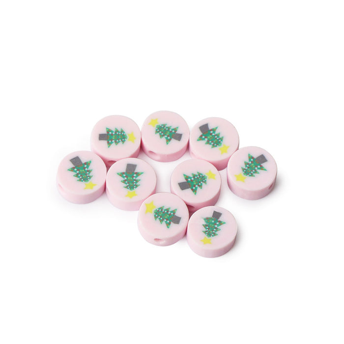 Wholesale 100pcs Polymer Clay Christmas Snowman Tree Cane Loose Beads JDC-BDS-LiuXia003