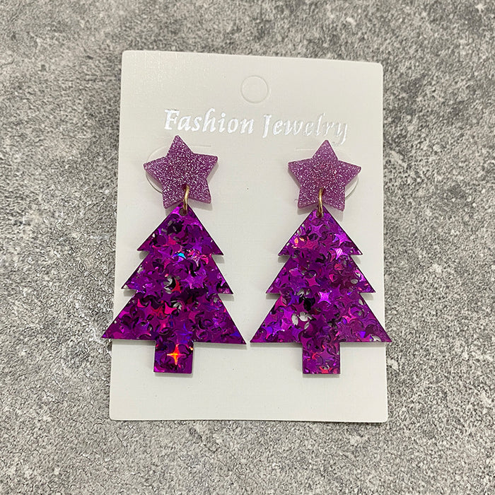 Wholesale Christmas tree earrings flash acrylic ing fashion earrings