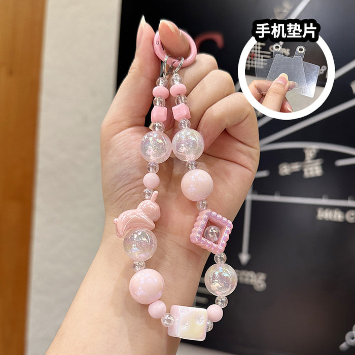 Wholesale Creative acrylic bead keychain bracelet key pendant mobile phone chain bead jewelry DIY