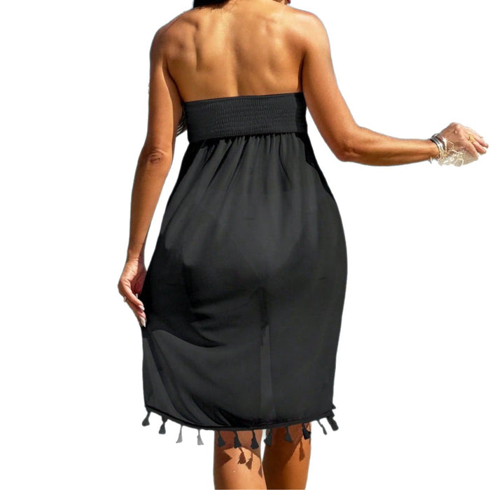 Wholesale New beach sun protection cover, backless strapless solid color swimsuit