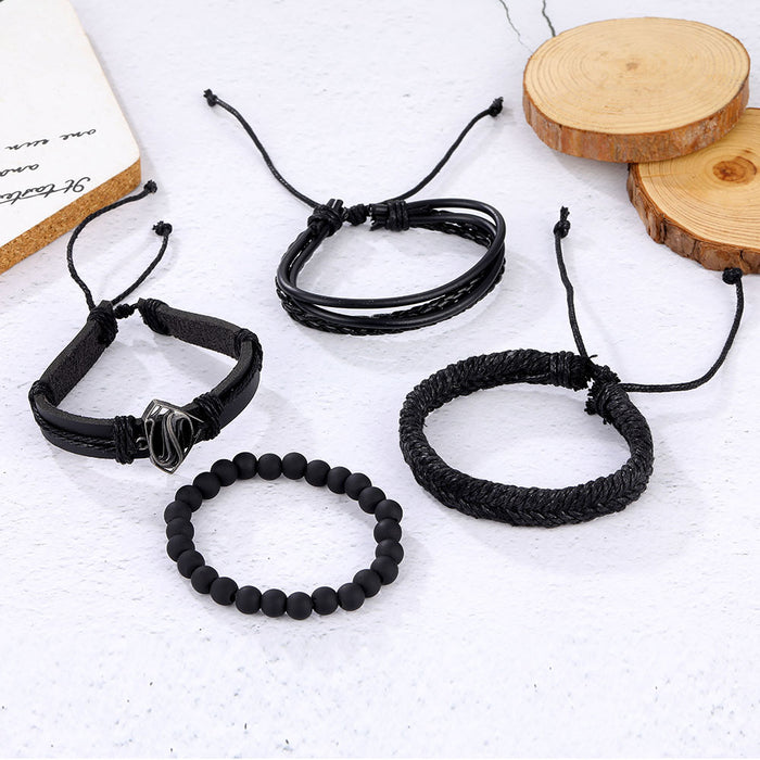 Wholesale Hollow Triangle Leather Men's Bracelet JDC-BT-HanShi005