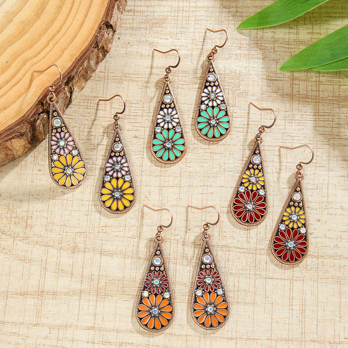 Wholesale 2pcs Bohemian drop-shaped turquoise earrings