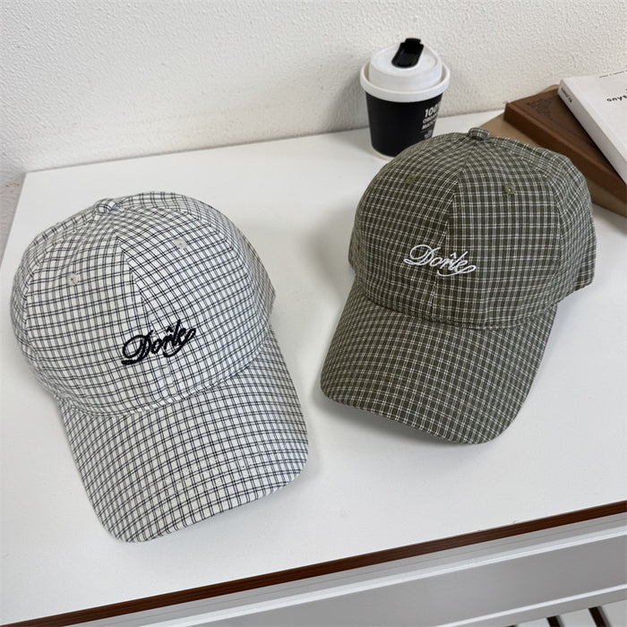 Wholesale Spring and Summer Brand Letter Embroidered Soft Top Baseball Cap Women's  Fashion  Plaid Cap