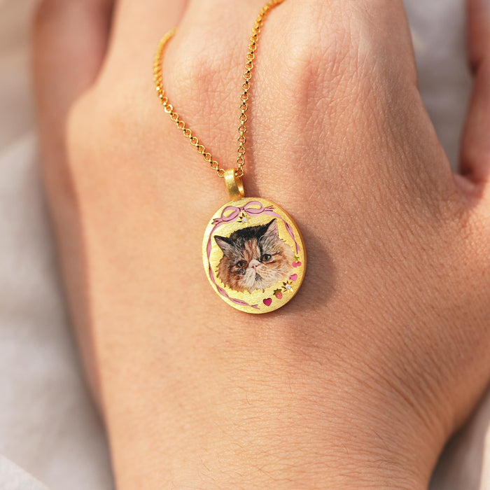 Wholesale Simple and cute cat and dog pattern photo album pendant necklace