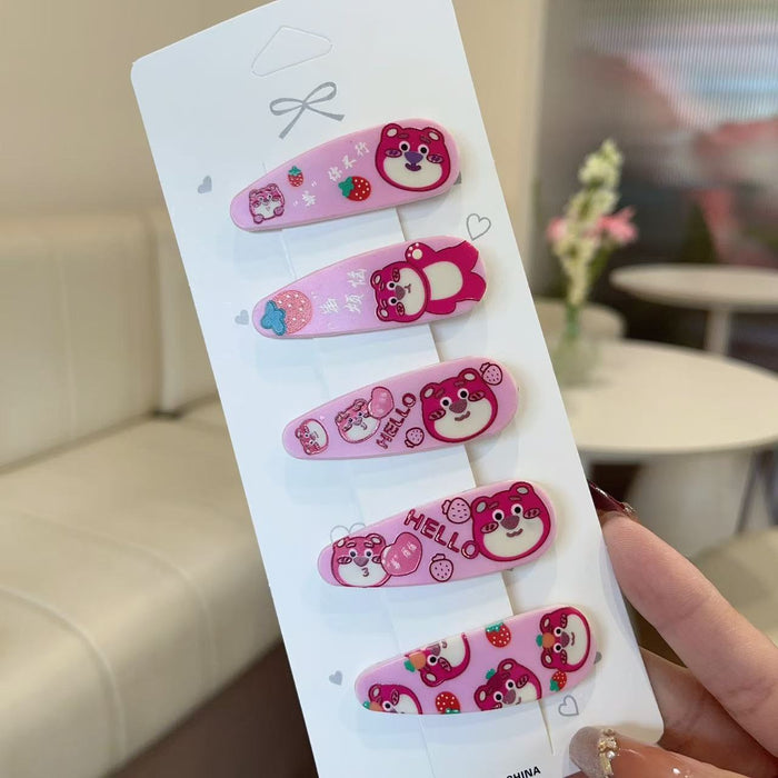 Wholesale 5 PCS Cute cartoon pattern plaid hair clip