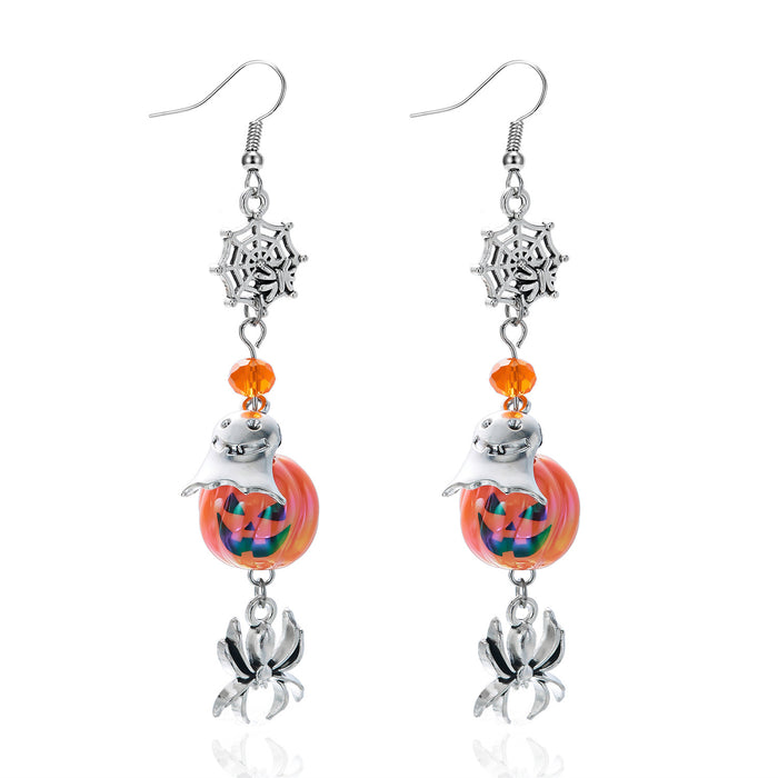 Wholesale Orange Skull Tassel Earrings Party Jewelry Accessory Alloy Electroplated