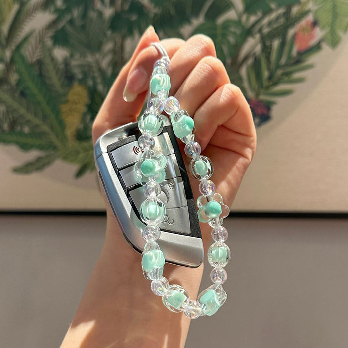 Wholesale Acrylic bead phone chain, handmade bead keychain accessories, keychain