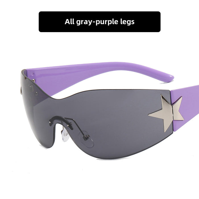 Wholesale Frameless pentagram integrated pilot sunglasses, sunshade sunglasses