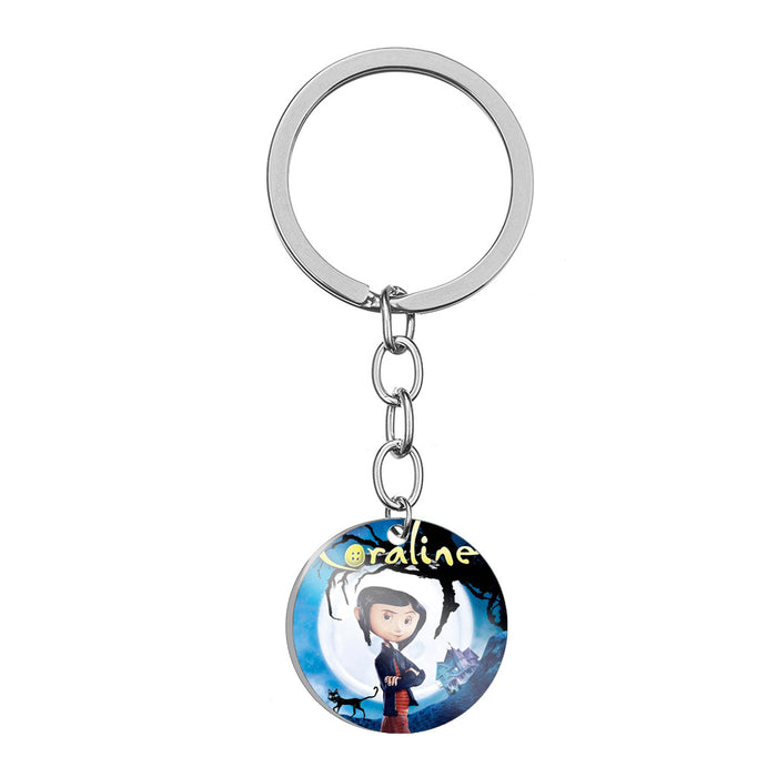 Wholesale Halloween Cartoon Color Printing Stainless Steel Keychain JDC-KC-HuanYu032