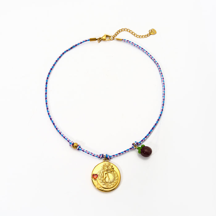 Wholesale Original design: rope, hand woven pendant, stainless steel inlaid with zircon, twelve zodiac signs necklace, fashionable and elegant accessory