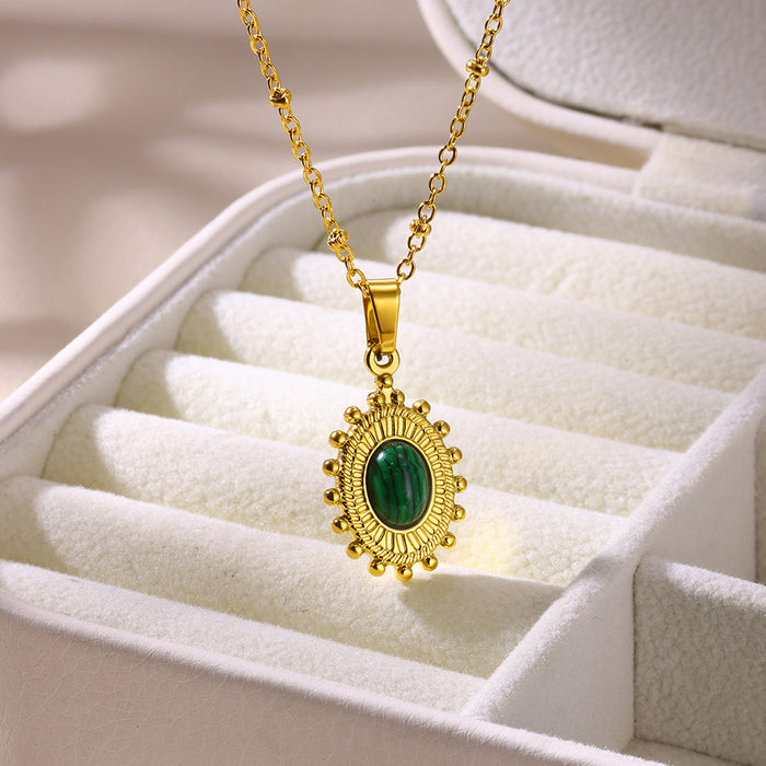 Wholesale stainless steel  turquoise clavicle chain tiger eye stone necklace