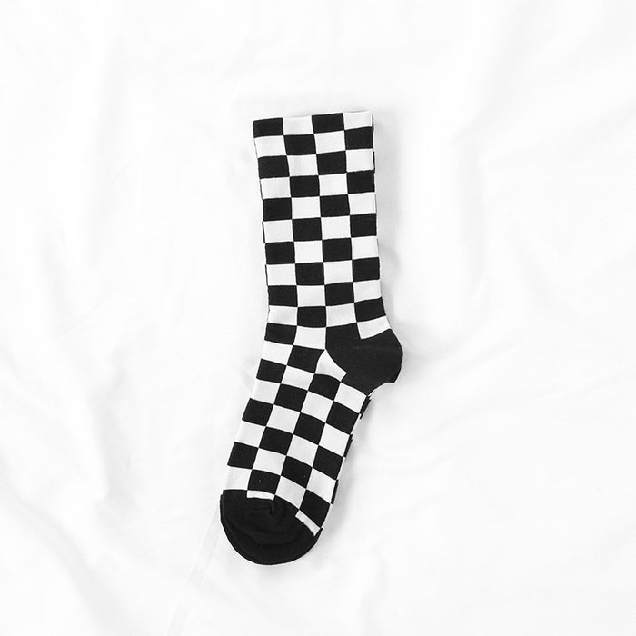 Wholesale New Chessboard Socks, Mid Socks, Trendy Cotton Socks, Socks