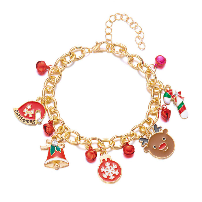 Wholesale Drip Oil Finish Alloy Christmas Bracelet with Santa and Elk Fashion Gift Accessory