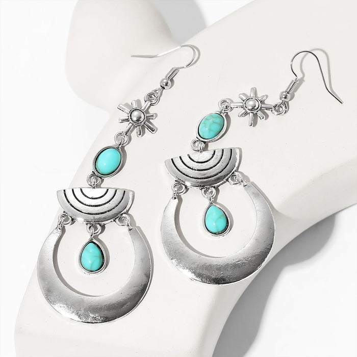 Wholesale 2pcs Retro Bohemian Style Turquoise Earrings