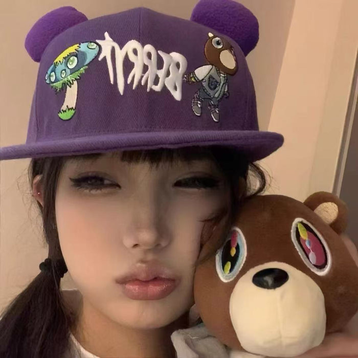 Wholesale Cute Cartoon Letter Embroidery Purple Baseball Cap for Women Versatile  Sunshade