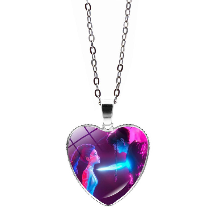 Wholesale Anime Cartoon Heart Peach Pendant Sweater Chain Necklace Accessory