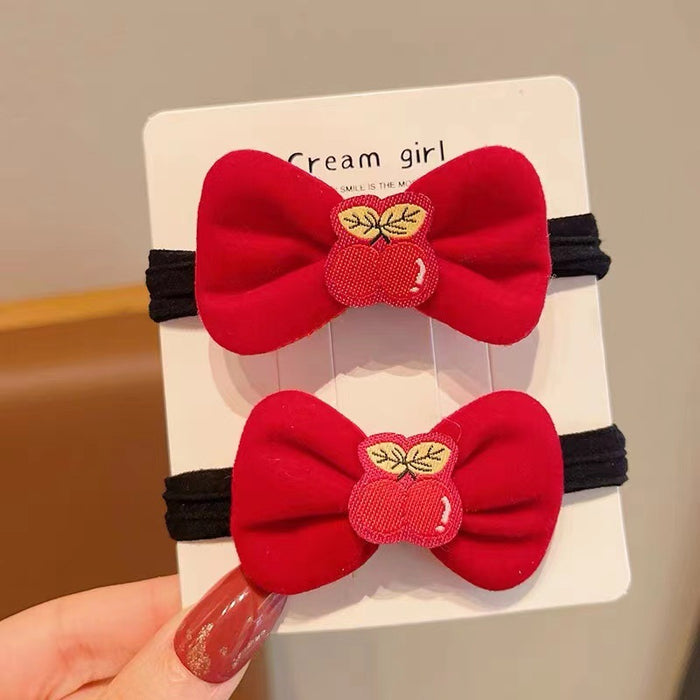 Wholesale New Year red bow hair rope hair band women's high elastic headdress tie hair rubber band children's festive hair accessories hair rope