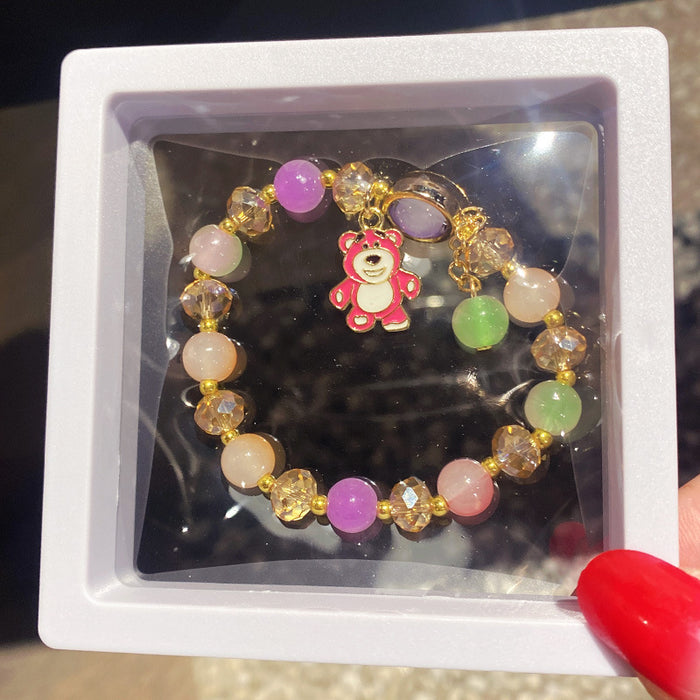 Wholesale Children' s Crystal Beaded Double Color Glaze Bracelet