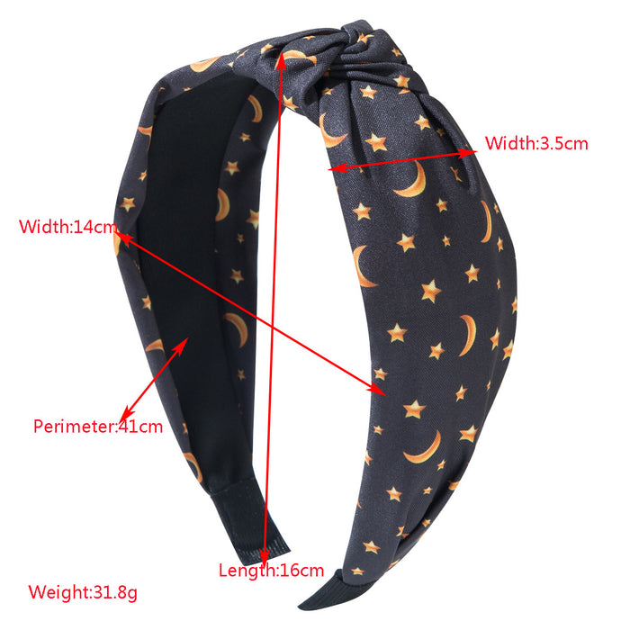 Wholesale Fabric knotted star and moon print headband