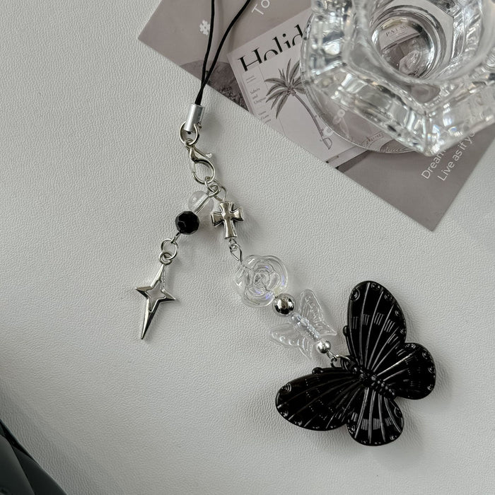 Wholesale Black Butterfly Jewelry Hanger, Mobile Phone Hanger, Personalized Cross Bag Hanger, Keychain