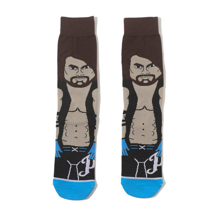 Wholesale Cartoon Men' s Sports Socks Cotton Mid-Calf Sports Socks