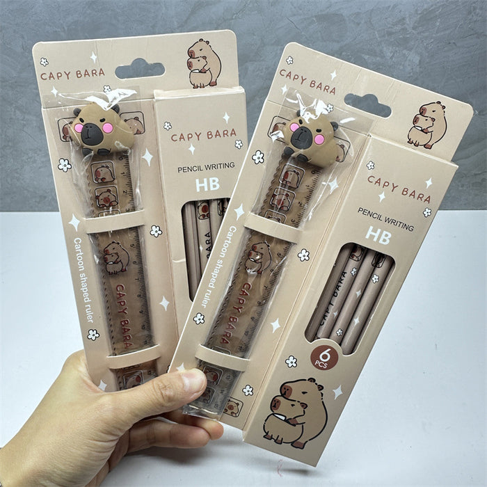 Wholesale 24pcs/set Silicone Straight Foot Wood Pencil Combination Children's Dolphin Stationery Set Gift