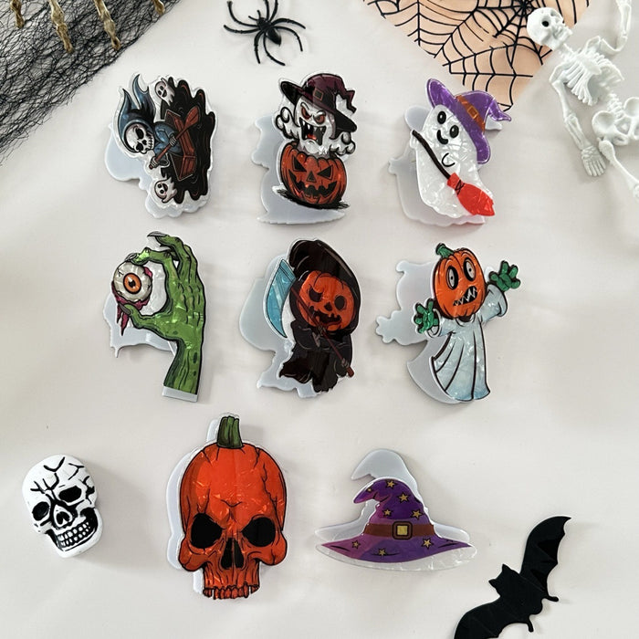 Wholesale headdress funny skull pumpkin clip witch hat ghost hairpin half-tied ponytail clip hair accessories