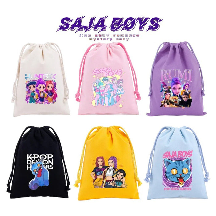 Wholesale Cartoon Canvas Drawstring Storage Bag Handbags