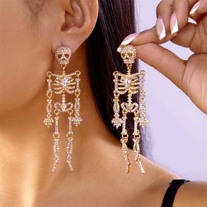 Wholesale  Alloy Diamond Skull Earrings Personalized Funny Pumpkin Bat Witch Earrings