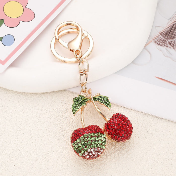 Wholesale Cherry Keychain Red Fruit Shape Key Ring Graduation Gift Decorative Accessory