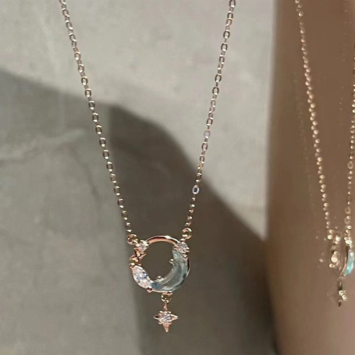 Wholesale Necklace Women's  Blue Star Moon Clavicle Chain temperament choker necklace