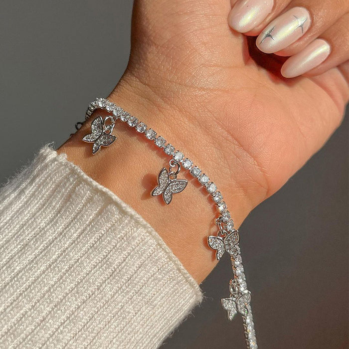 Wholesale Jewelry Fashion Butterfly Bracelet Versatile Diamond Set Alloy Bracelet Simple