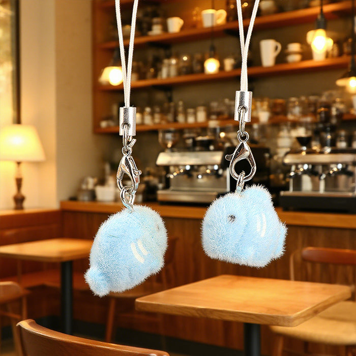 Wholesale Cute Cartoon Flocked Ocean Fish Mobile Phone Bag Charm Keychain