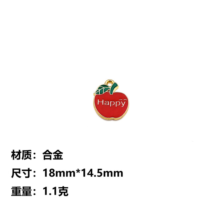 Wholesale 10pcs Cute Cartoon Fruit Letter DIY Alloy Oil Dropping Earrings Pendant Keychain Pendant Hand Rope Jewelry Accessories