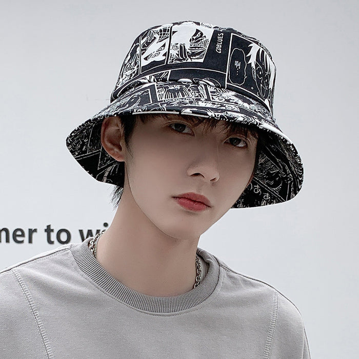 Wholesale Summer Hat Anime Printed Fisherman Hat Men's and Women's Travel Casual Basin Hat Sunscreen Sunshade Hat