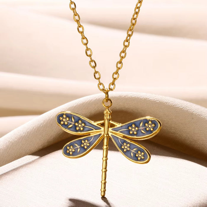 Wholesale Dragonfly Pendant Necklace Exquisite Flower Niche  Clavicle Chain Jewelry