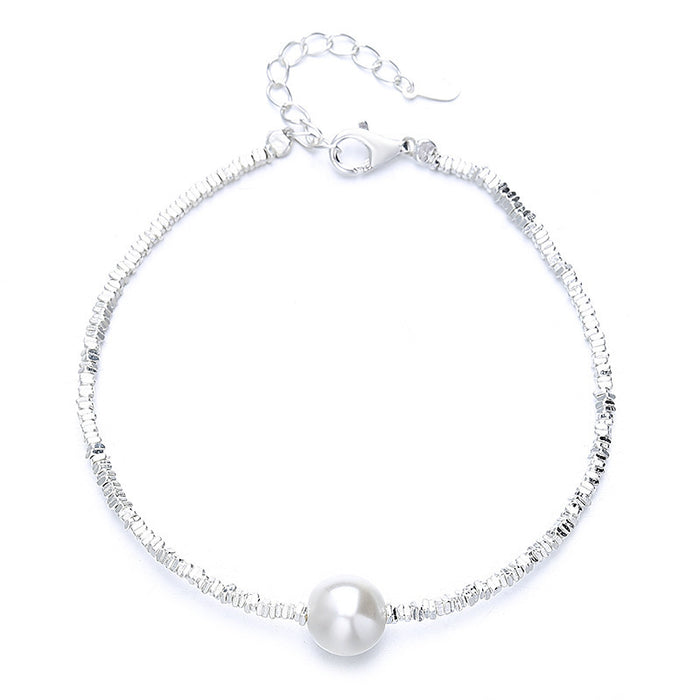 Wholesale Simple Silver Single Pearl Bracelet Women's Elegant Fashion All-match Trendy Hand