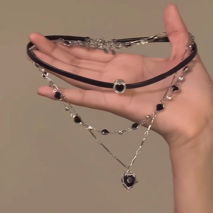 Wholesale Black Leather Rope, Clavicle Chain,   Personalized Design,  Niche Necklace