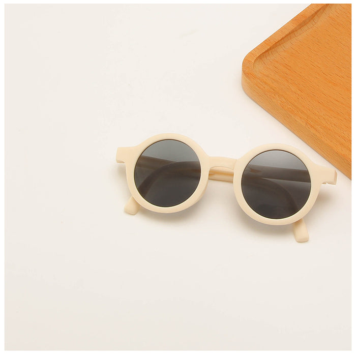 Wholesale Folding children's sunglasses, minimalist frosted glasses, round frame sun protection sunglasses