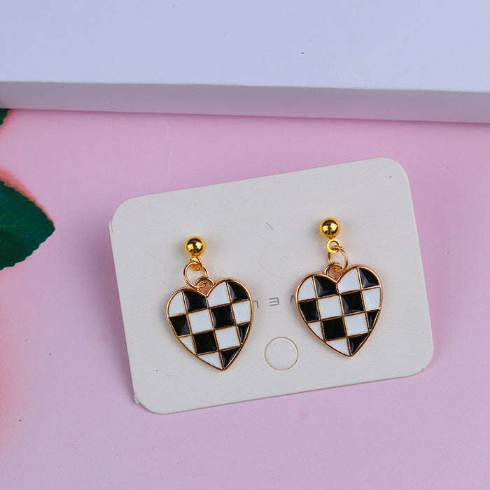 Wholesale  Valentine' s Day Love Checkerboard Bag Earrings Earrings Fashion Casual Personalized Ear Bean Ear Jewelry