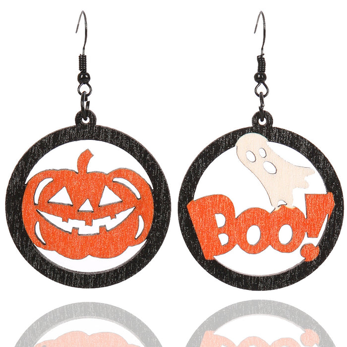 Wholesale  Flower Skull Pumpkin Earrings Simple Fashion Wooden Earrings