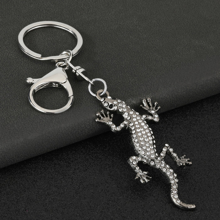 Wholesale Creative animal studded gecko keychain, handmade diamond accessories, full diamond pendant, keychain gift