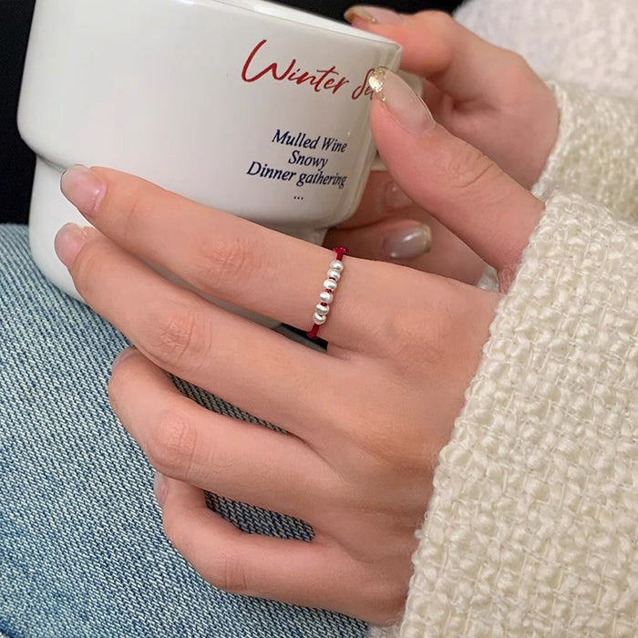 Wholesale Red rope ring, couple's ring, beaded bracelet, stretch