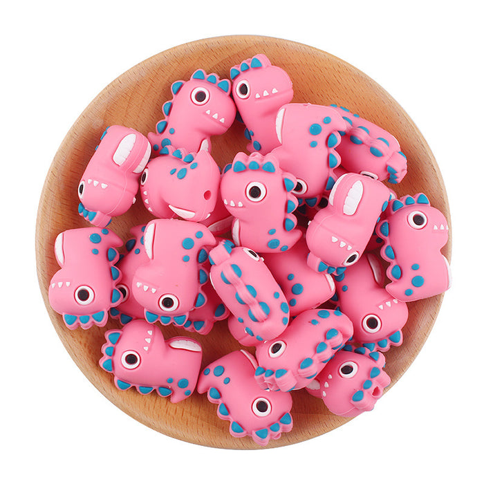 Wholesale Cartoon 3D Pink Dinosaur Silicone Focal Beads JDC-BDS-GuangTian016