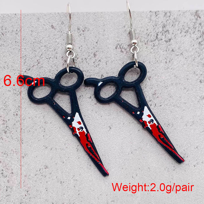 Wholesale  blood print acrylic earrings simulation personality sharp knife kitchen knife earrings funny earrings